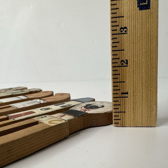 Primitive Handcrafted Wood Clothespins Set of 6 Folk Art Bears Sheep Pigs Decor - Picture 7 of 15